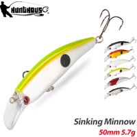 Hunthouse Kamasar 50mm 5.7g Sinking Minnow Fishing Lure Wobbler Hard Bait Saltwater Freshwater for Sea Bass Trout Fish Tackle