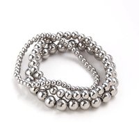Silver Color Elastic Stainless Steel Bracelet Metal Ball 2/4/5/6/8/10mm Beaded Chain Bracelet For Women Men High Quality Jewelry