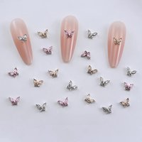 10PCS 3D Mini Crystal Butterfly Nail Art Charms Jewelry Parts Accessories Luxury Alloy Nails Decoration Rhinestones Supplies
