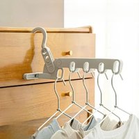 Portable Foldable Travel Hanger Folding Cloth Drying Rack Travel Hanger Hanging Rack with 5Holes for Hotel Multi-function Hanger