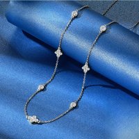 OXTAO 3mm Moissanite Necklaces For Women Fashion Collarbone Chain 925 Sterling Silver Girlfriend Birthday Fine Jewelry Gift
