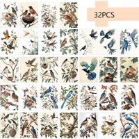 32pcs/set Botanical Postcard, Vintage Floral Style 3.93x5.7in Indoor Bedroom Decoration, Message Card, Souvenir Postcard