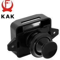 KAK-Serrure à Bouton-Poussoir Noir pour Meubles, Accessoire pour Porte d'Armoire de Cuisine, Sans Clé, Trou de Coupe de 26mm