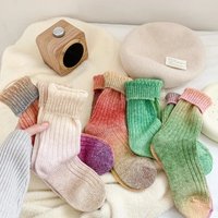 Women's Autumn Winter Socks Gradual Color Wool Socks Colored Mid-tube Sock Fleece Warm Home Floor Socks Fashion Socks Thick Sock