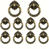 Antique Brass Cabinet Pulls - Rustic Knotted Drawer Knobs with Screws, Vintage Round Handles for Dresser & Furniture Restoration