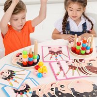 Baby Threading Bead Game Montessori Sensory Toys Emotion Matching Color Sorting Fine Motor Skills Early Educational Creative Toy
