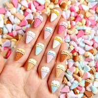 20PCS Random Mixed 3D Resin Cute Cartoon Cone Nail Art Decorations Simulated Ice Cream Nail Charms Supplies For Manicure DIY