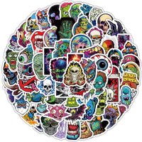 AliExpress NONE 100PCS Trendy and Cool Colorful Skull Waterproof Graffiti Stickers for Helmet Bicycle Hand Account Pencil Case Decals