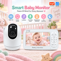 Inteligentny monitor dla dziecka Tuya Smart Life WiFi, 5-calowy ekran HD, kamera z funkcją obrotu, przechyłu i zoomu, sterowanie za pomocą aplikacji, wykrywanie płaczu, tryb nocny, funkcja kołysanki,