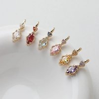 4PCS Dainty Diamond Zircon Charms for Jewelry Making Pendants Findings DIY Hand Made Brass 14k Gold Plated Accessories 7*19mm