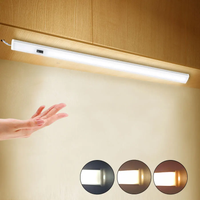 3 Colors Temperature Changeable LED Cabinet Lamp with Hand Scan Sensor Switch 30/40/50cm USB Cable Aluminium Closet Kitchen Lamp
