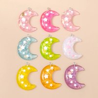 Leslie 10pcs Cute Big Resin Shiny Glitter Star Moon Charms Pendants for Earrings Bracelets Necklaces Jewelry Making DIY Craft