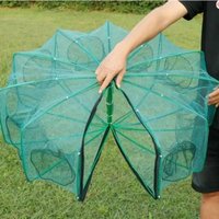 6/8/10 Holes Fishing Net High Quality Foldable Green Hexagon Octagon Net 40~82cm Nylon Casting Nets
