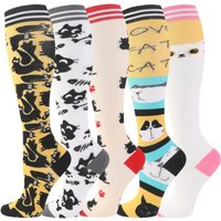 New Cute Cartoon Cat Men Women Knee High Compression Socks 20-30 MmHg Fit Medical Edema Diabetes Varicose Veins Running Socks