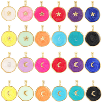 Dangle Star Moon Enamel Charm Pink Orange Turquoise Red Pendant Oil Dropped,Gold Plated Colour,Necklace Bracelet Pendant K02