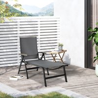 Sun Loungers for Garden, 5-Position Adjustable Chaise Lounge Chair with Aluminium Frame for Patio, Pool and Garden, Grey