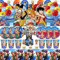 Luffy One Piece Anime Pirate King Theme Tableware Girl Boy Favor Event Gifts Birthday Party Supplies Decor Number Foil Ballon