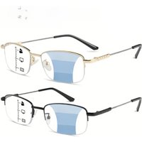 2026 Rectangular Multifocal Reading Glasses, Metal Frame with Memory Stick Design, High-Quality Reading Glasses 1.0-4.0