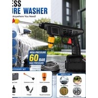 2 Batteries Cordless Portable High Pressure Car Washer, Handheld Jet Water Wash Gun, Rechargeable Electric Power Cleaning Tool for Auto Bike Garden Patio Outdoor Cleaning