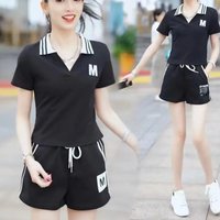 Women's Summer Plus Size Petitecasual Loose-fit Sportswear 2-piece Set Fashionable Korean Style Cotton Short Sleeve Shorts 2024