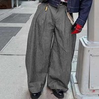 INCERUN Men's Wide Leg Pants Striped Joggers Oversize Button Casual Trousers Men Streetwear 2025 Fashion Loose Long Pants S-5XL