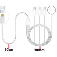 6 in 1 Watch & Phone Charger Cable for Iwatch 9 8 7 6 5 4 Ultra Airpods All in 1 Cable for IPhone 15 14 13 Pro Max Type-C & More