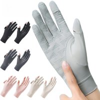 AliExpress NONE GOBYGO 1Pair Summer Sun-protective Gloves Flip Your Fingers To Touch The Screen Breathable Raw Yarn Cycling UV Protection Gloves