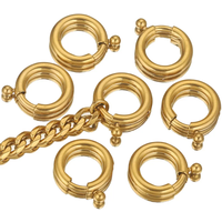 2pcs Stainless Steel Gold Chic Round Spring Lobster Clasp Hooks Connectors Necklace for DIY Jewelry Making Supplies Accessories