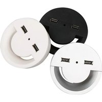Wire Hole Cover Round Home Office Table Outlet Port Line Box Computer Desk Cord Grommet With 2 Port USB Cable Organizer