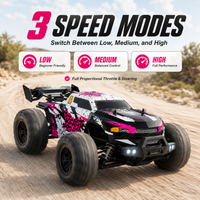 ZNLYRION Ferngesteuertes Auto RC Off-Road Monster Truck 4WD Bürstenlos 2,4 GHz 3-Gang-Verstellbar mit LED-Scheinwerfern, All-Terrain-Großreifen Hobby RC-Fahrzeug 2 Wiederaufladbare Batterien RTR