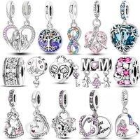 Charms Beads 925 Sterling Silver Tree of Life Peach Heart Sweet Love Charms Fit Pendants Bracelets Necklaces Women Jewelry Gift