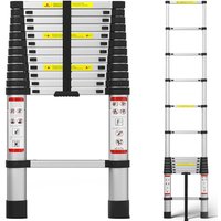 3.8 m Telescopic Ladder, Extendable Ladder, Stainless Steel Ladder for Motorhome, Attic, Office, Warehouse, Multi-Purpose Ladder, Easy to Carry, 150 kg Load Capacity image 3