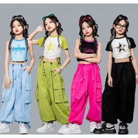 Girls Loose Casual Cargo Pants Fashion Korean Street Style Hip Hop Trousers Wide Leg Pants with Belt for School Vacation Daily