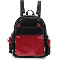 Large Capacity Gothic Ita Backpack Women Badge Display Clear Pocket Backpack Punk Female Daypack Cosplay 3 Ways Crossbody Bag