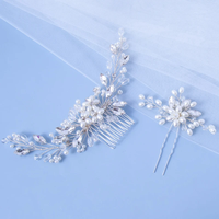 Silver Color Pearl Crystal Wedding Hair CombsBride's hair accessories for women Brid hair comb Pearl comb wedding headdress