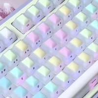 Transparent Keycap Matte Rainbow Soft Candy Keycap Translucent White Side Engraved Keycaps Cherry Pc 124Keys Cute DIY keycaps