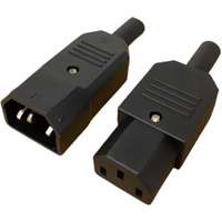 IEC Straight Cable Plug Connector C13 C14 10A 250V Black Female Male Plug Rewirable Power Connector 3 Pin AC Socket