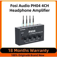 Fosi Audio PH04 4CH Headphone Amplifier Metal Stereo Audio Amp Ultra-Compact Portable Headphone Splitter Preamplifier for Studio