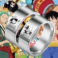 One Piece Monkey· D. Luffy Roronoa Zoro Anime Movie Periphery Men's Titanium Steel Ring Creative Personality Cartoon Ring Gift