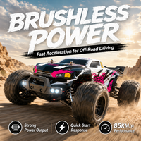 ZNLYRION RC-Truck Offroad-Monster mit Bürstenlosem Motor, 4x4 RC-Truck für Alle Geländearten, Präzise 2,4G Fernsteuerung mit Lichtschalter, Große Robuste Reifen, Hobby-RC-Auto mit 2 Batterien,