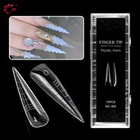 TP 70Pcs Long Stiletto Dual Forms Reusable Nail Molds Full Cover Nail Top Form for Extension Builder Mold Acrylic Manicure Tools