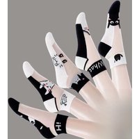 5/10 Pairs Women Cat Pattern Transparent Socks Fashionable Cartoon Print Spring Summer Sweat Absorbing Breathable Casual Socks