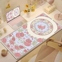 Genshin Impact Gamer Mouse pad Pink Purple Flower Extended pad XXL Cute Rabbit Deskmat Office accessories Soft Laptop Mouse Mats