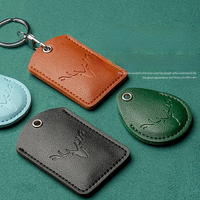 1Pc Access Card Case Leather Card Holder Keychain Key Ring Door Lock Access Tags ID Card Case Keychain Access Card Bag