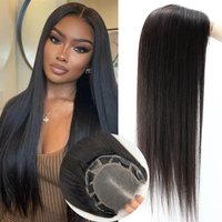 4x4” HD Lace Top Wefted Topper for Women 26“ Virgin European Human Hair Closure with Lace Front Black Brown Straight Toupee