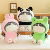 22/40cm Cartoon Tabby Cat Doll Plush Toy Small Hooded Dressed Panda Frog Bunny Plushie Peluche Cosplay Animal Kids Gift