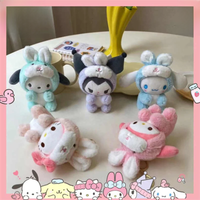 15CM Sanrio 토끼 Plush Keychain Kawaii 산리오 시나모롤 포차코 키링 Accessories Cartoon Rabbit Keychains Girl Toys Holiday Gifts