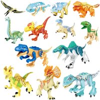 Jurassic World Bright Dinosaurs Velociraptor Triceratops Rex Pterosaur Model Assemble Building Blocks Toys For Children Boy Gift
