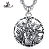 Eudora Viking Raven Wolf Necklace Phoenix Tree of Life Compass Pendant Norse Pagan Spiritual Jewelry Gift for Men Women
