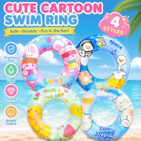 1PC Cute Cartoon Swim Ring PVC Inflatable Pool Float Summer Beach Swimming Ring Water Toy 4 Styles